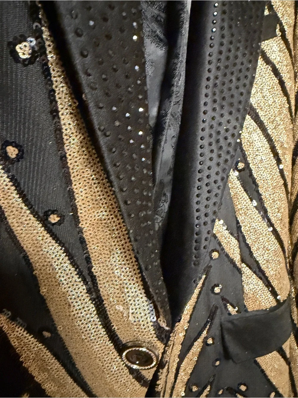 Black and Gold Sequin Studded Blazer